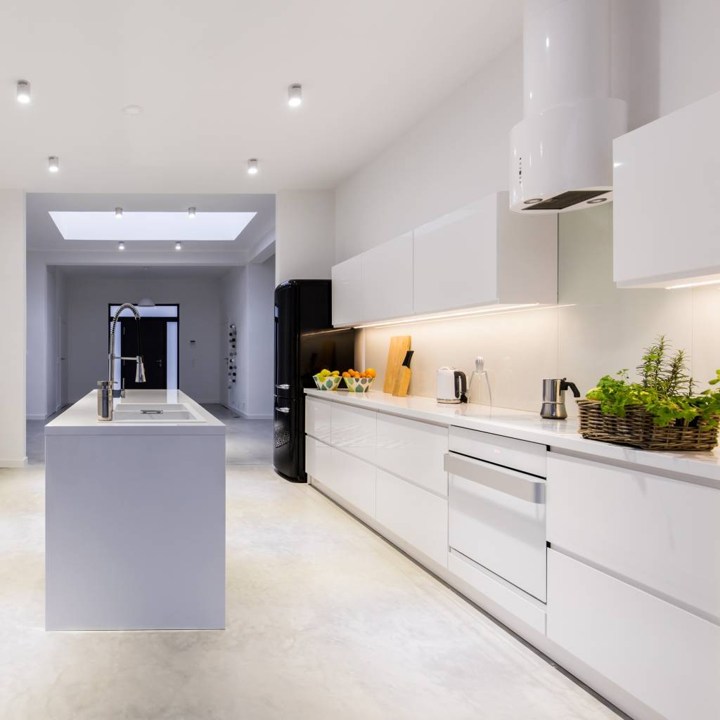 Modern kitchen with fresh interior paint and island