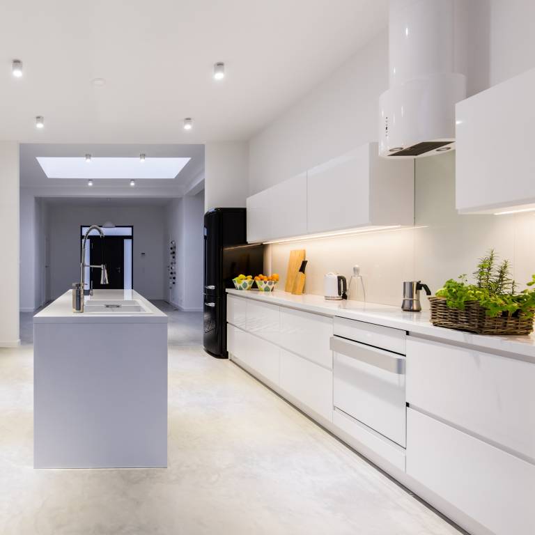 Modern kitchen with fresh interior paint and island